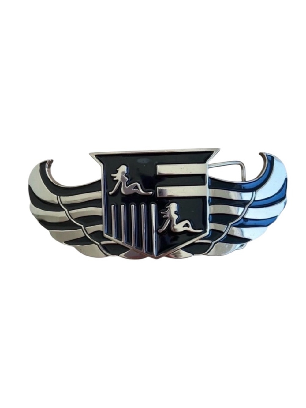 Cadillac Crest Wing Belt Buckle Bottle Opener Silver Black Trucker Biker